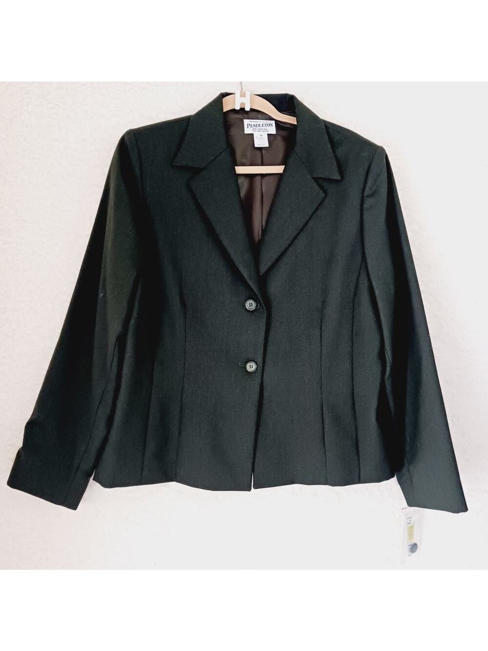 Jacket Women Pendleton Wool Black NWT Button-Up MSRP $188 Lined Office Size 14